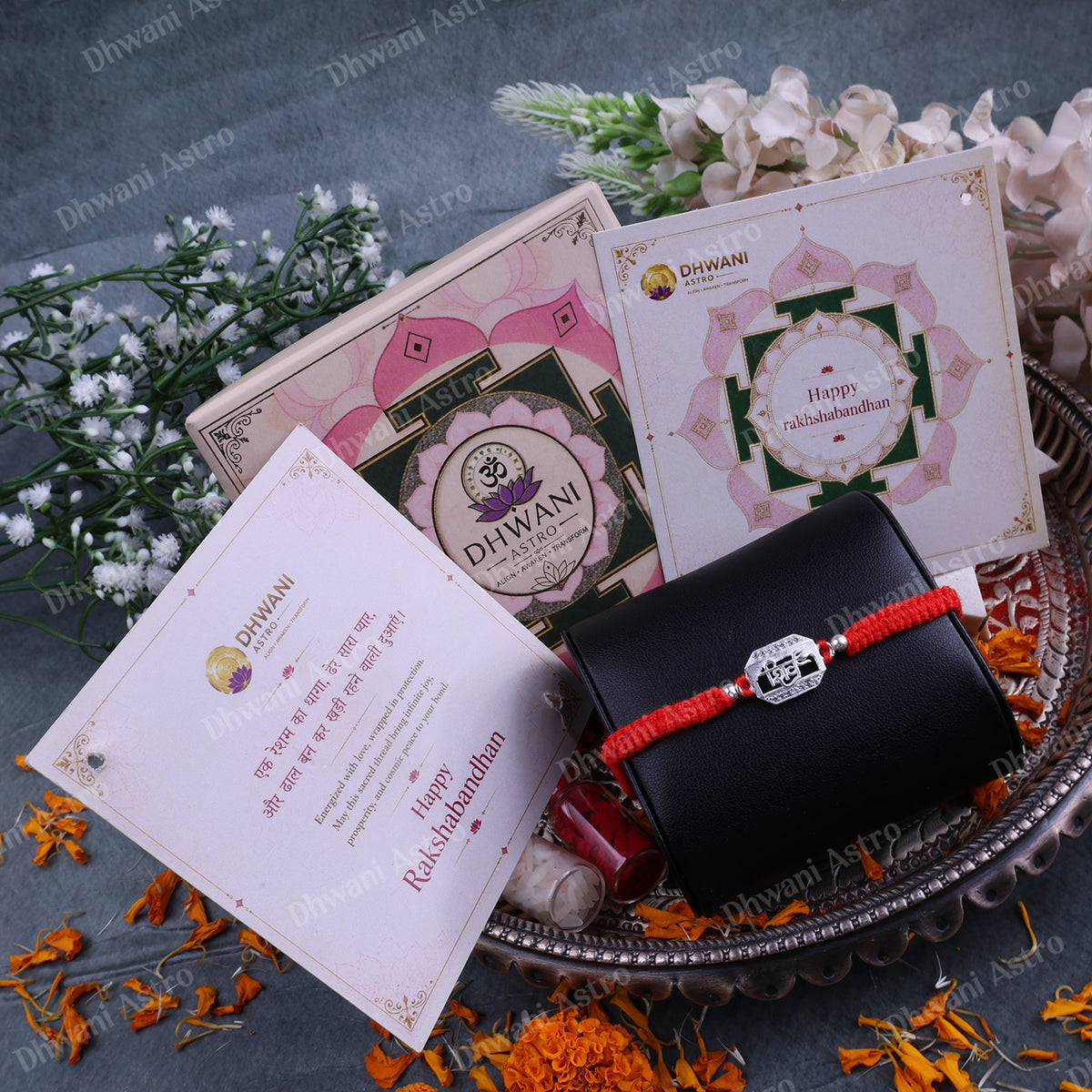 Premium 925 Sterling Silver Shiv Rakhi featuring a Lord Shiva engraved centerpiece on a traditional red thread bracelet.
