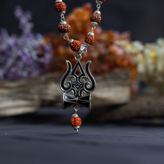 Trishul, Damru & Rudraksha Blessing & Protection Pendant - Abhimantrit