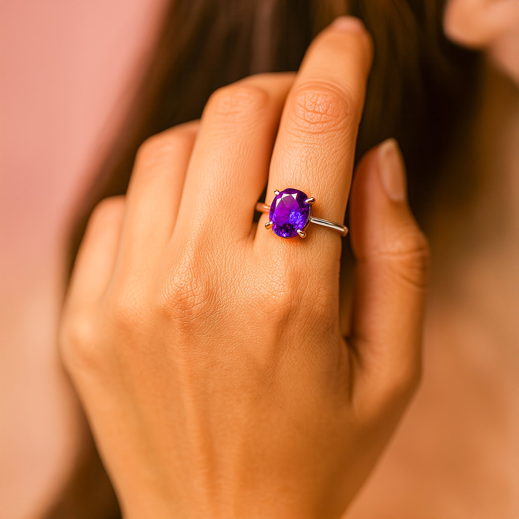 Attract Luck, Enhance Intuition, Improve Health & Skin: Amethyst Ring - Abhimantrit & Certified
