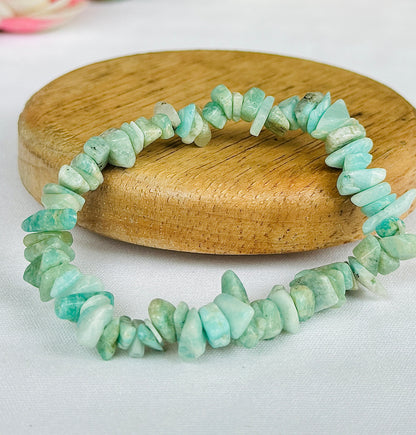 Reduces Mars Effects, Balances Root Chakra & Adds Stability: Amazonite Uncut Bracelet - Abhimantrit & Certified