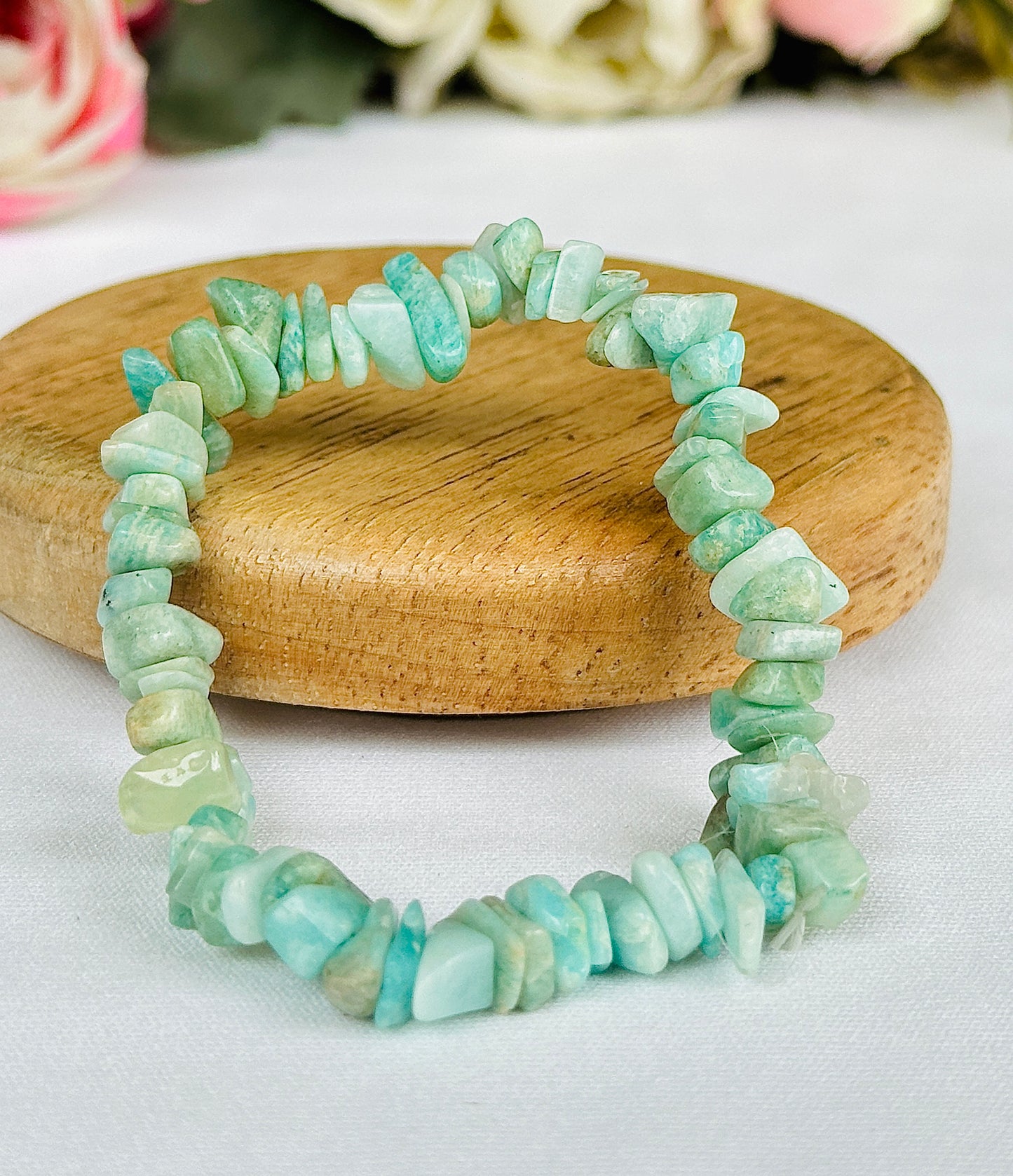 Reduces Mars Effects, Balances Root Chakra & Adds Stability: Amazonite Uncut Bracelet - Abhimantrit & Certified