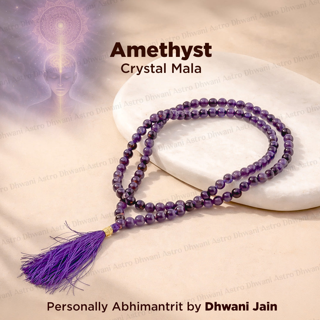 Amethyst Crystal Mala  - Abhimantrit & Certified