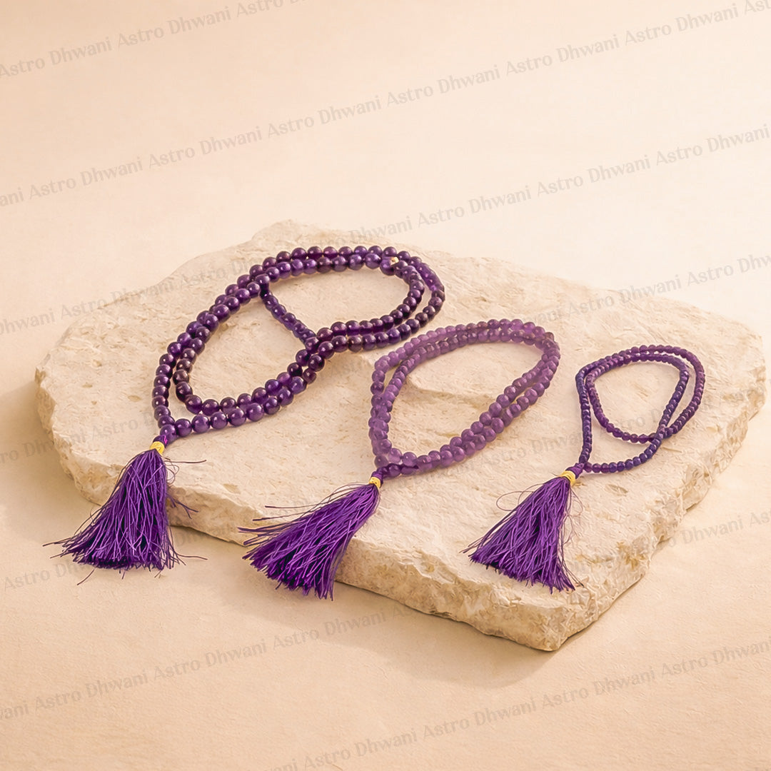 Amethyst Crystal Mala  - Abhimantrit & Certified
