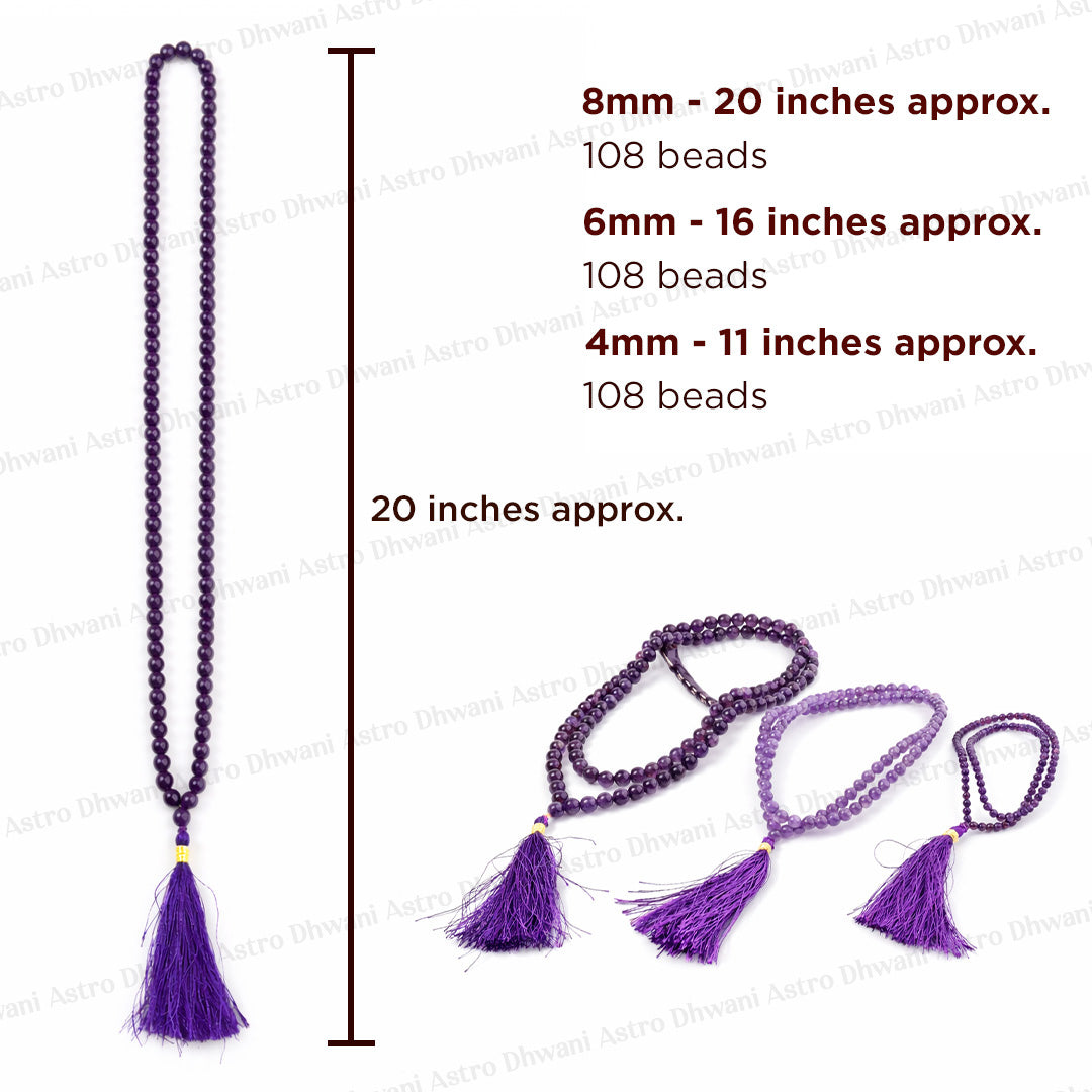 Amethyst Crystal Mala  - Abhimantrit & Certified