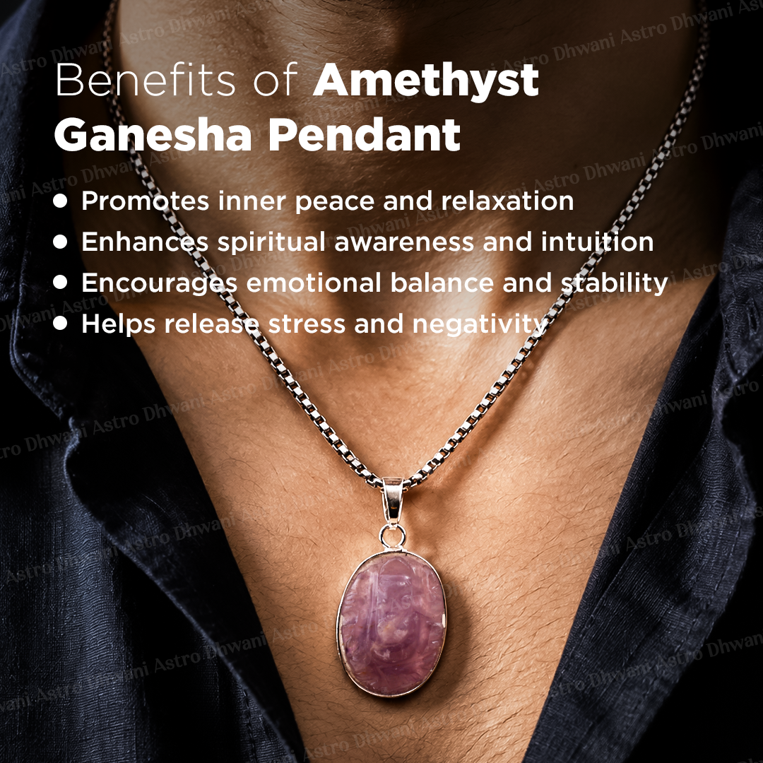Amethys  Ganesha Pendant For Wisdom Spiritual Growth