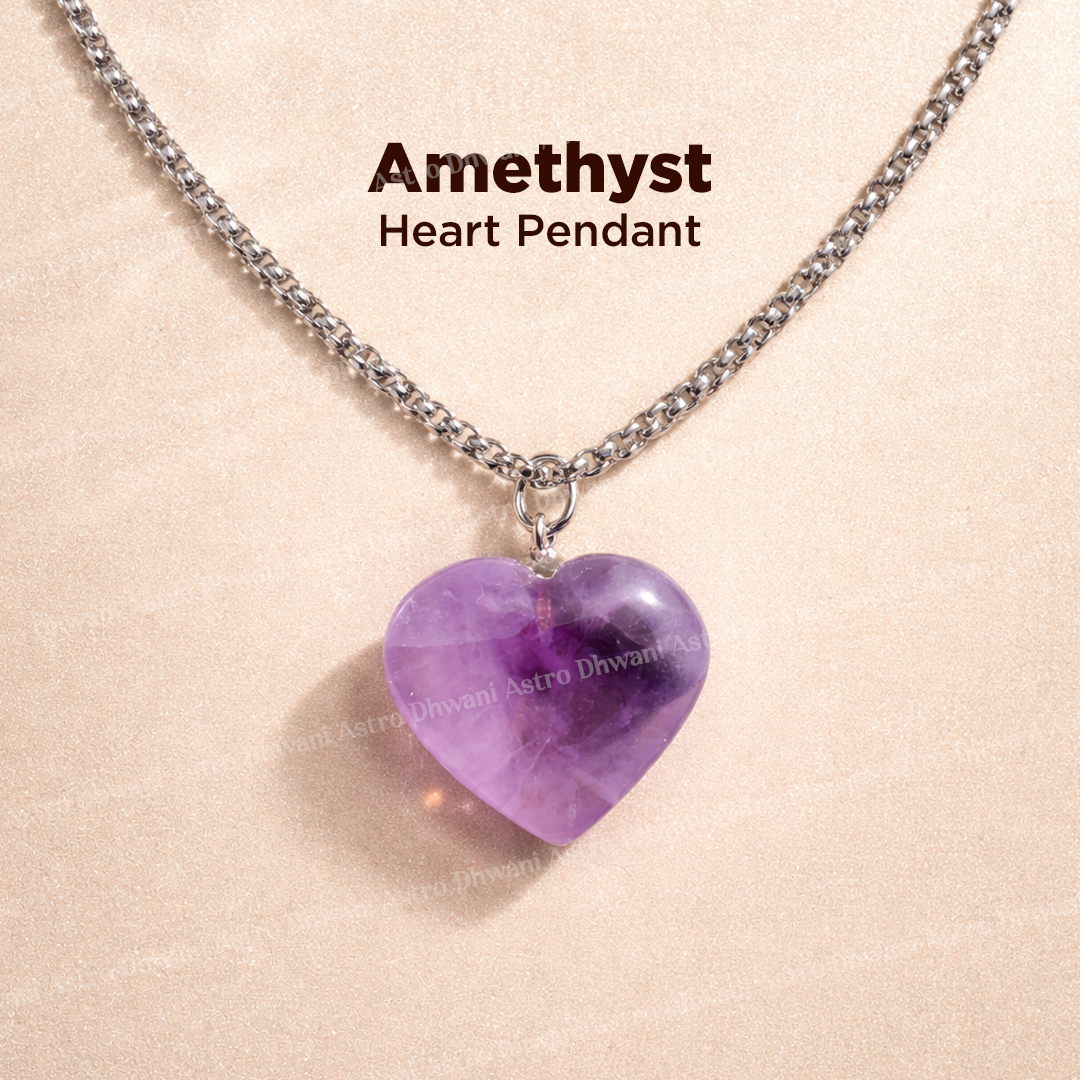 Amethyst Heart Pendant - Abhimantrit & Certified