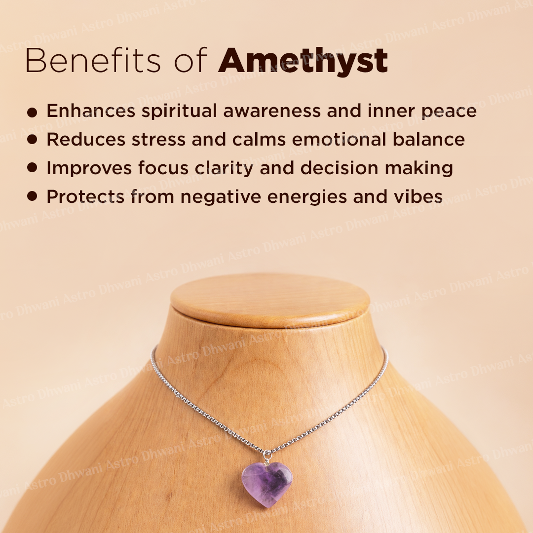 Amethyst Heart Pendant - Abhimantrit & Certified