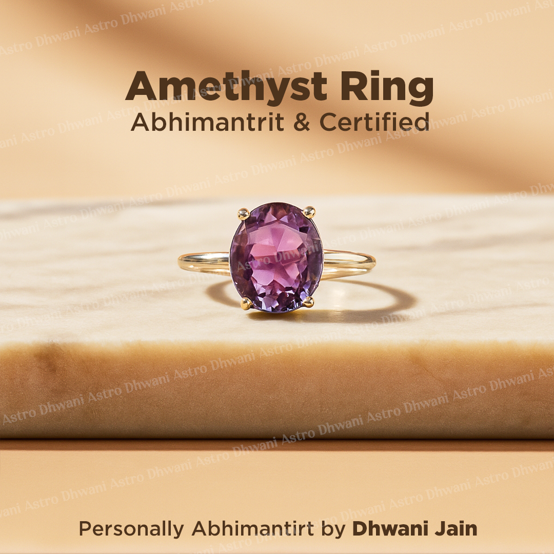Attract Luck, Enhance Intuition, Improve Health & Skin: Amethyst Ring - Abhimantrit & Certified
