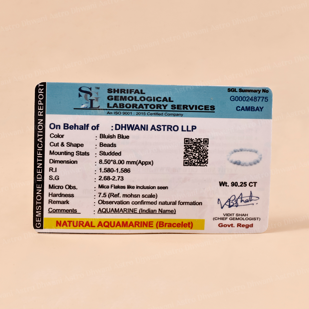 Aqua Marine Bracelet - Abhimantrit & Certified