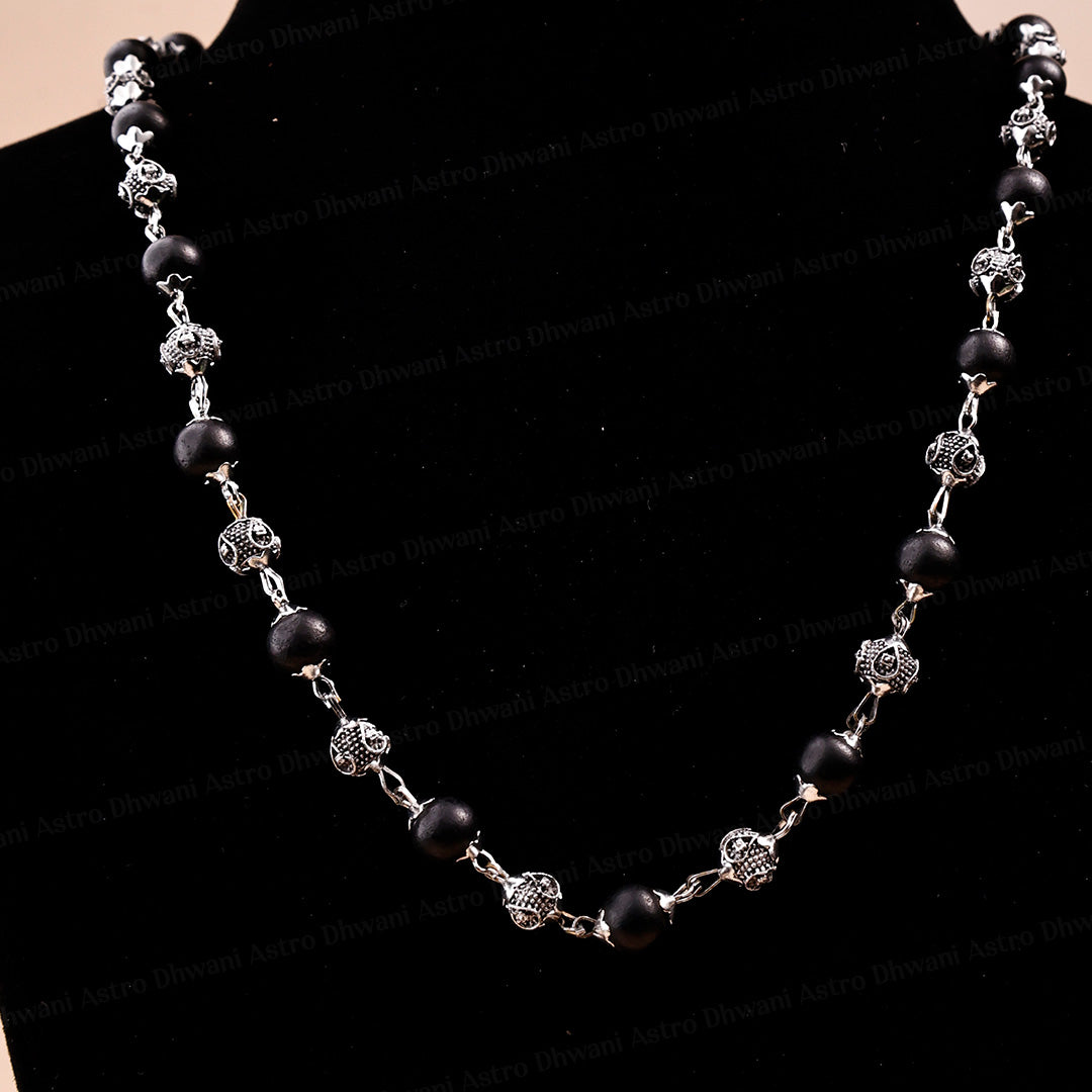 Silver Karungali Om Beads Mala Spiritual Prayer & Meditation