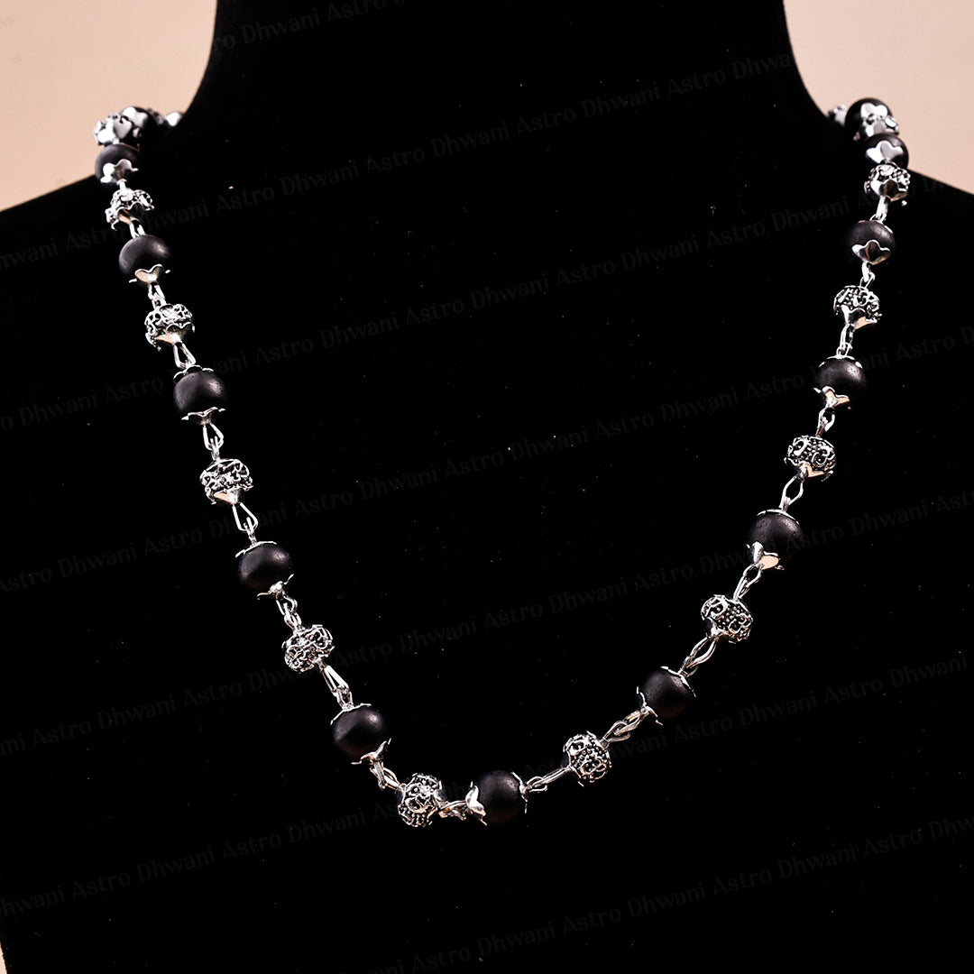 Silver Karungali Om Beads Mala Spiritual Prayer & Meditation
