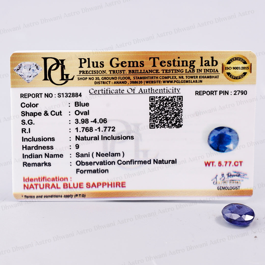 Blue Sapphire (Neelam) 5.77 Carat