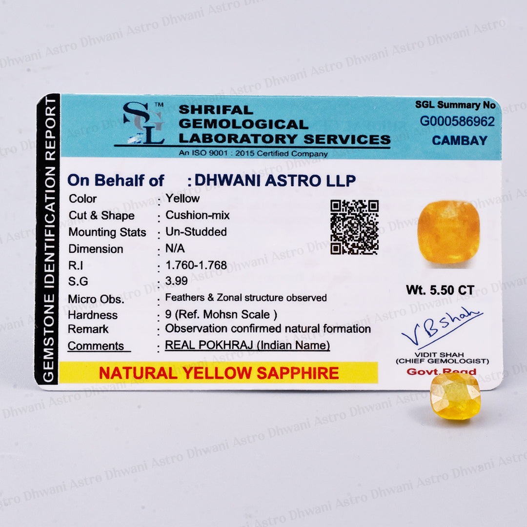 Yellow Sapphire ( Pukhraj )- 5.50 Carat