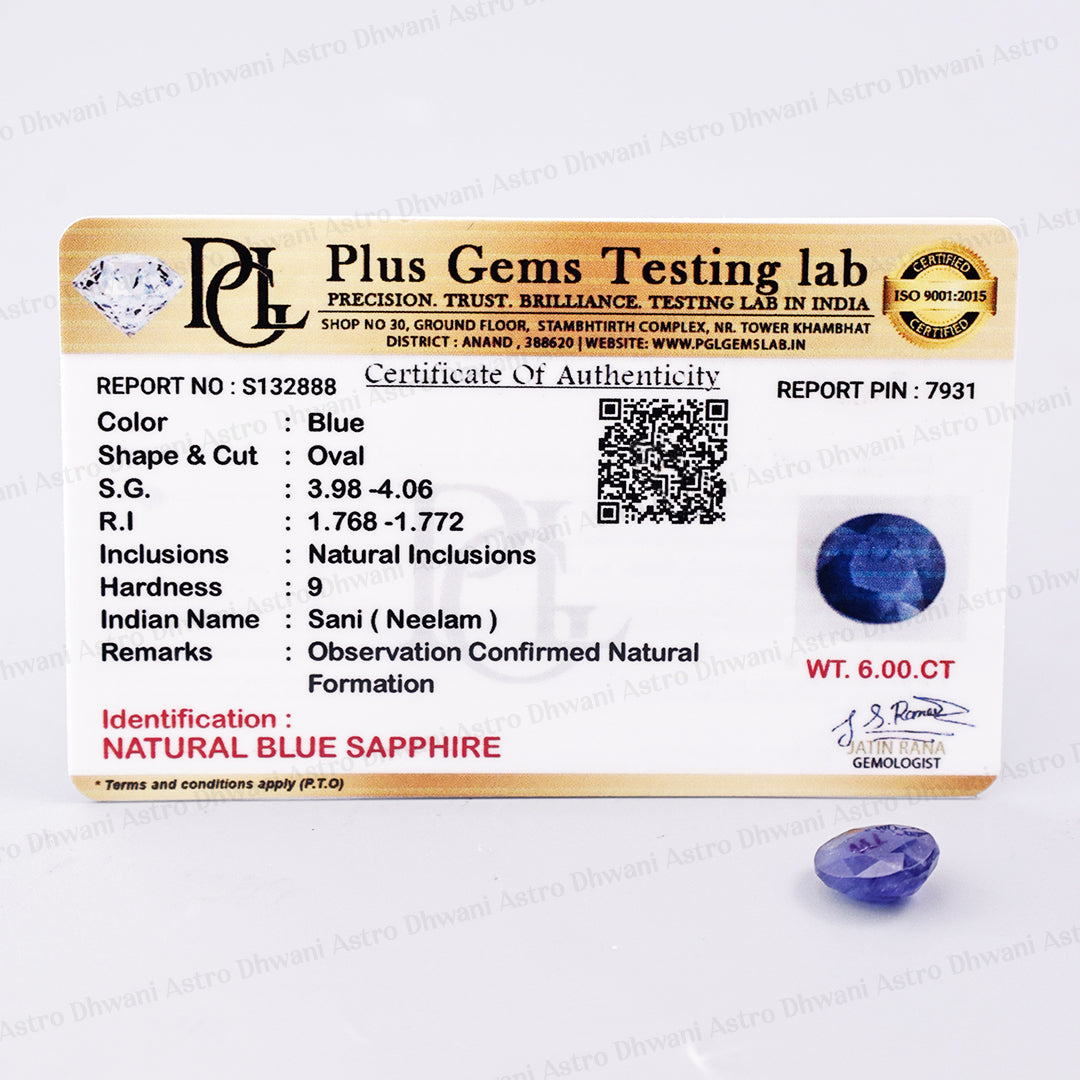 Blue Sapphire (Neelam) 6.00 Carat