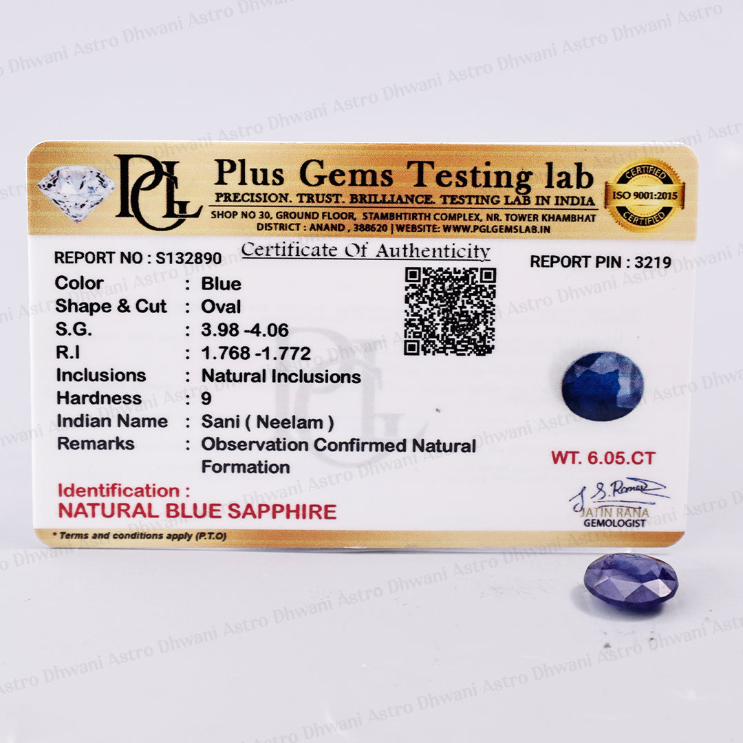 Blue Sapphire (Neelam) 6.05 Carat