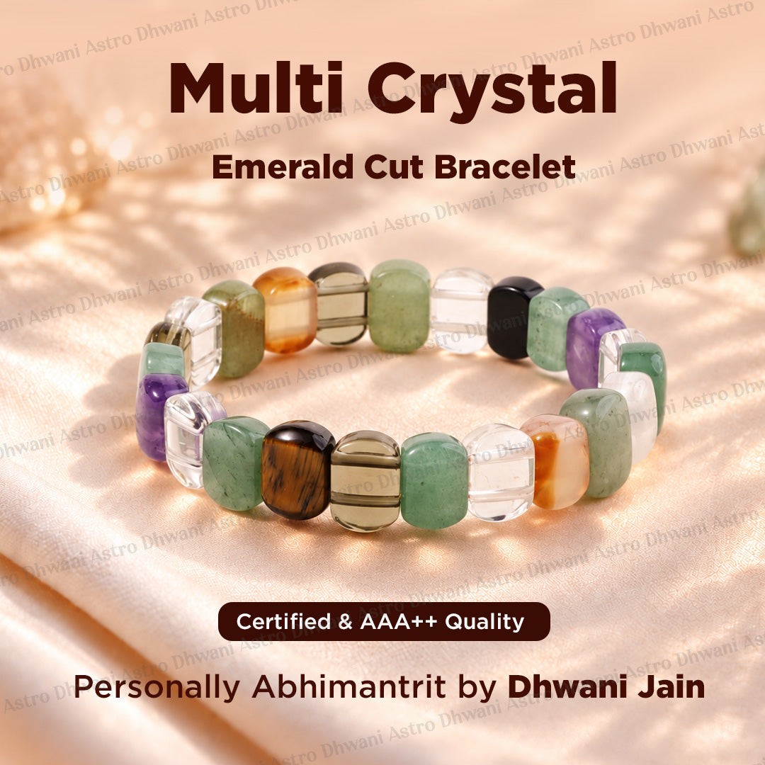 Multi Crystal Emerald Cut Bracelet Balance Clarity Positive Energy