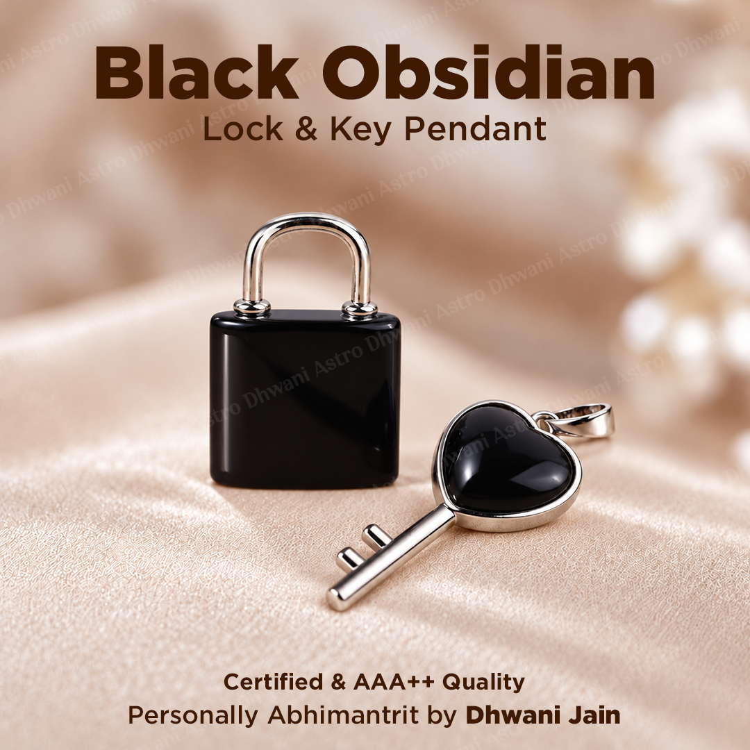 Black Obsidian Lock And Key Pendant -Abhimantrit & Certified