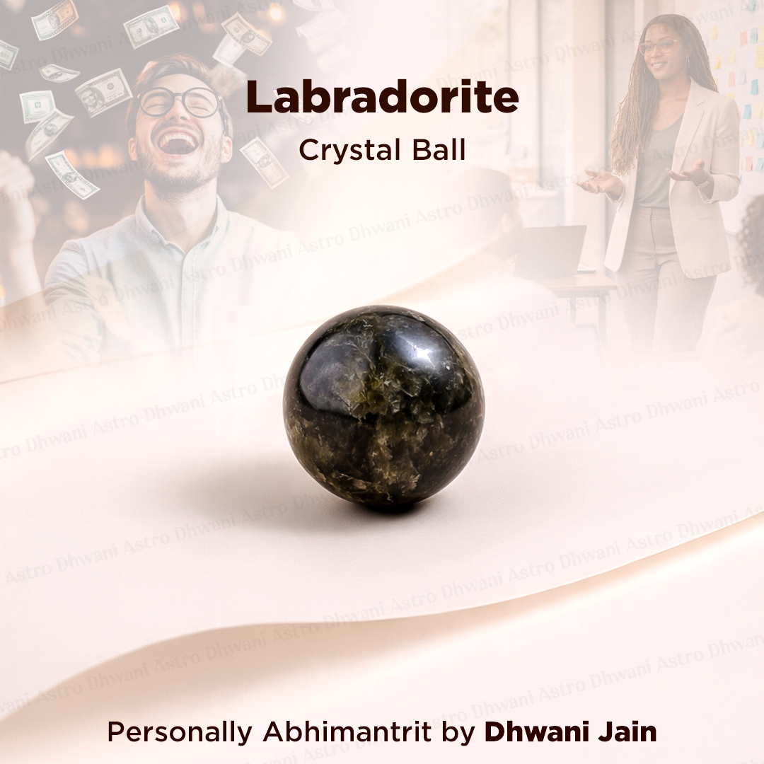 Natural Labradorite Crystal Ball Abhimantrit Certified