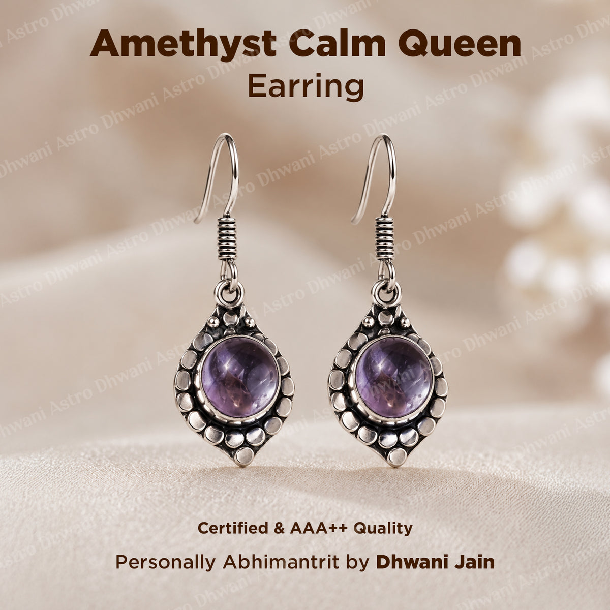 Amethyst Calm Queen Earring - Abhimantrit