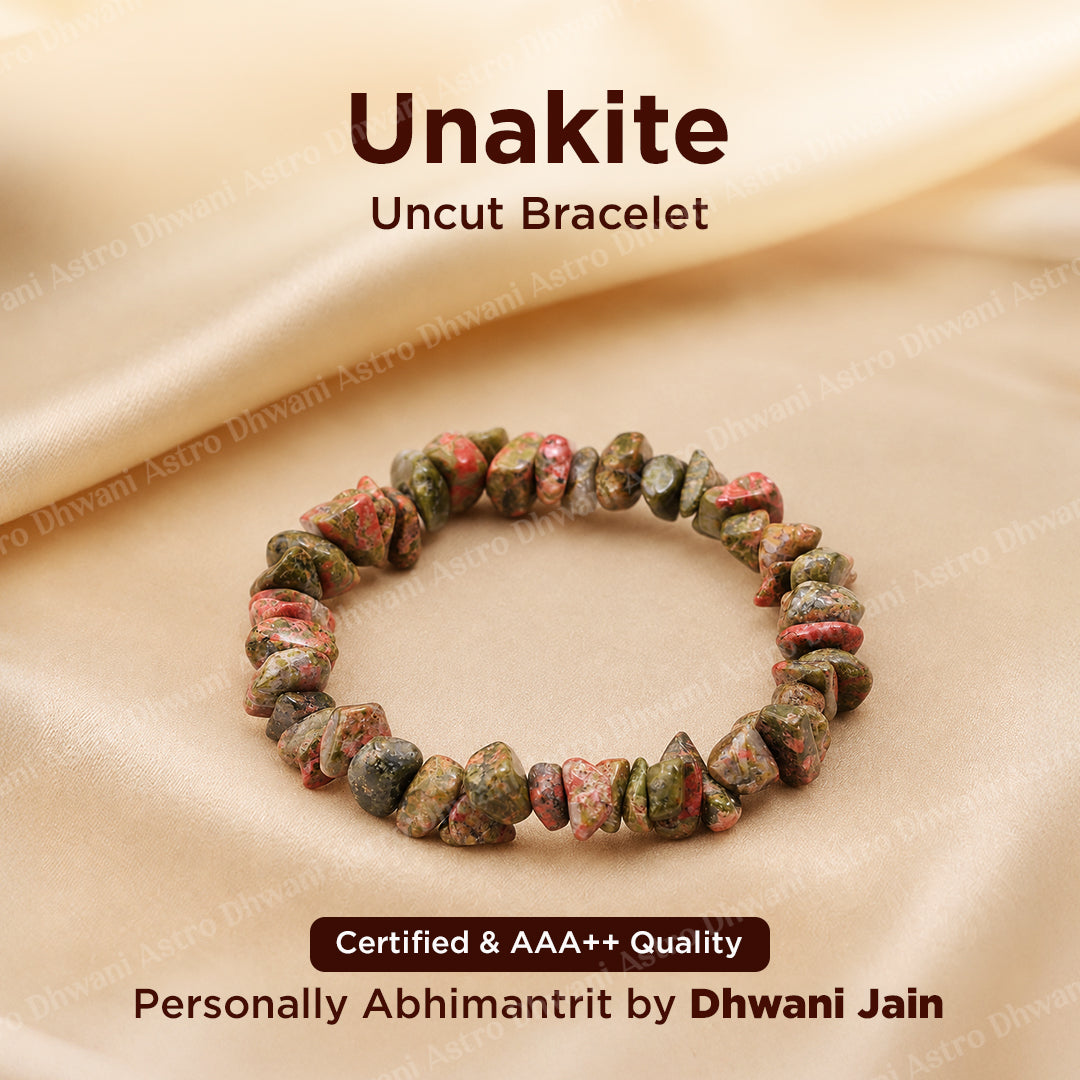 Unakite Uncut Crystal Bracelet - Abhimantrit & Certified