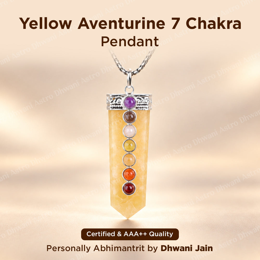 Yellow Aventurine Seven Chakra Stone Pendant - Abhimantrit & Certified