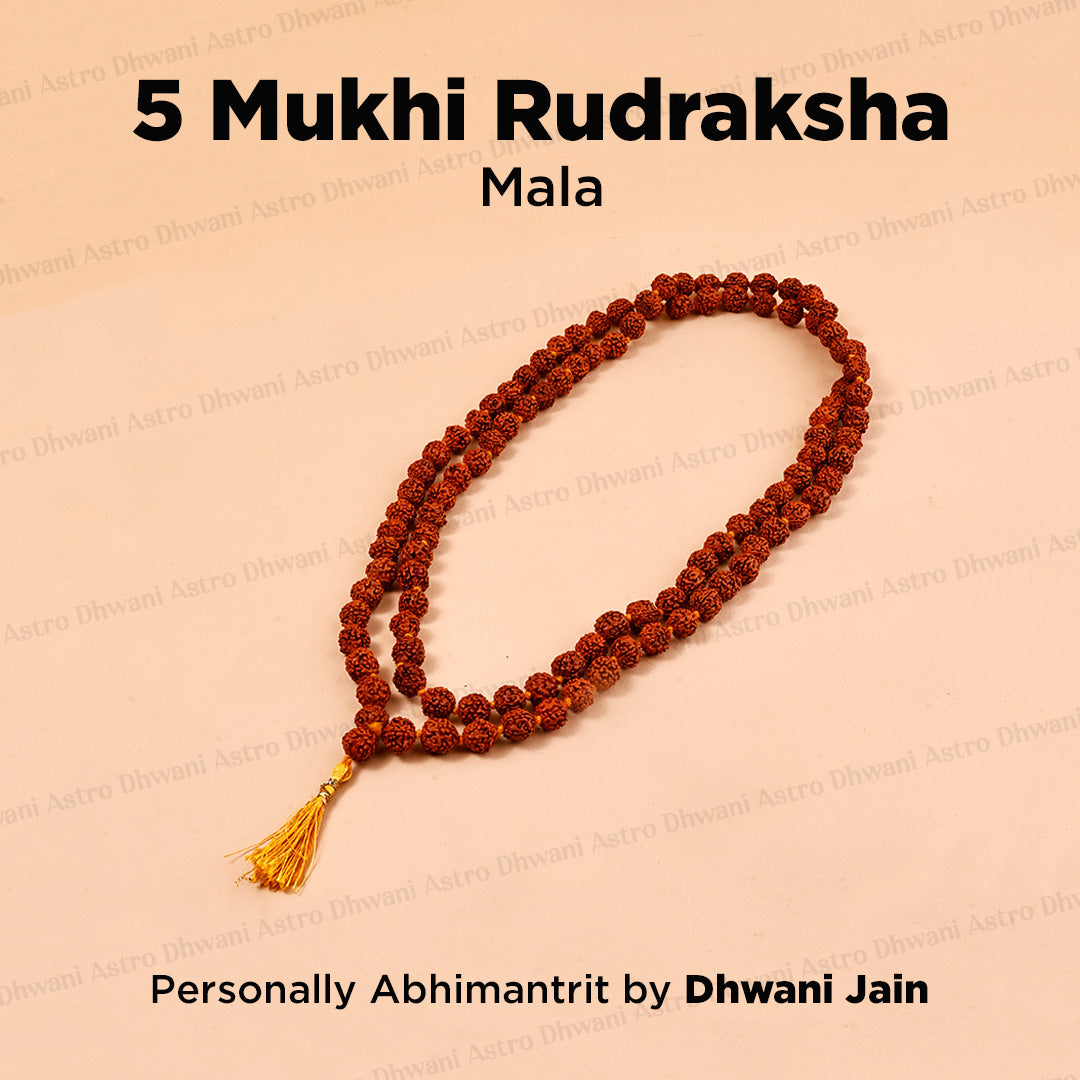5 Mukhi Rudraksha Mala | Sacred Rudraksha Necklace for Meditation, Prayer, Japa & Spiritual Growth