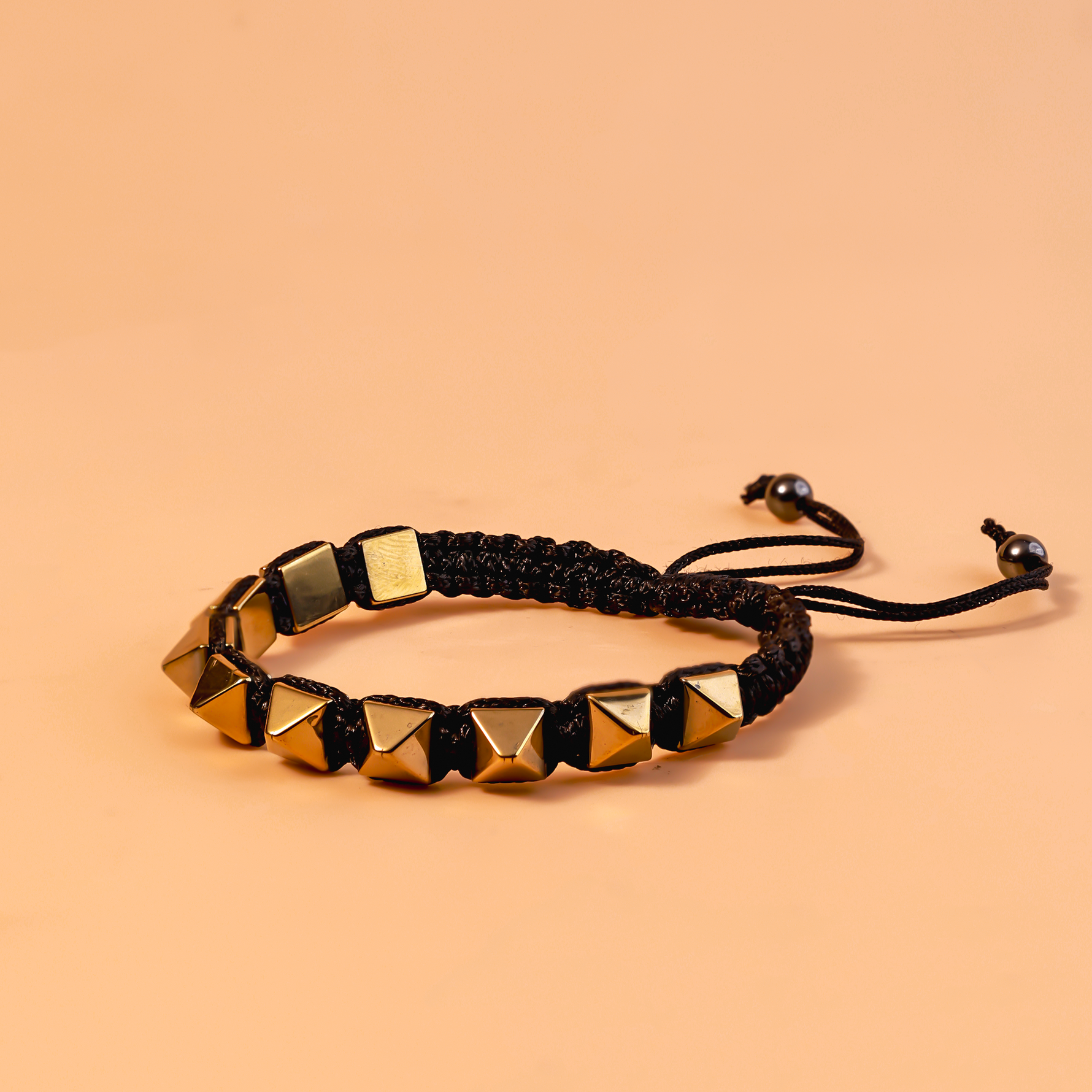 Golden Pyrite Pyramid Thread Bracelet - Abhimantrit & Certified