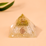 Selenite Pyramid with Shri Yantra