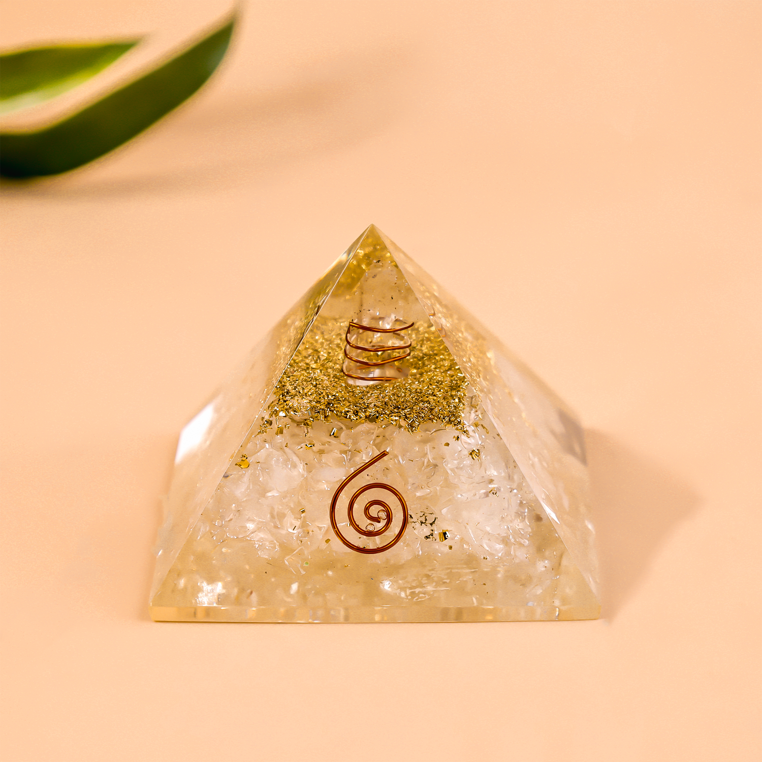 Selenite Pyramid with Shri Yantra