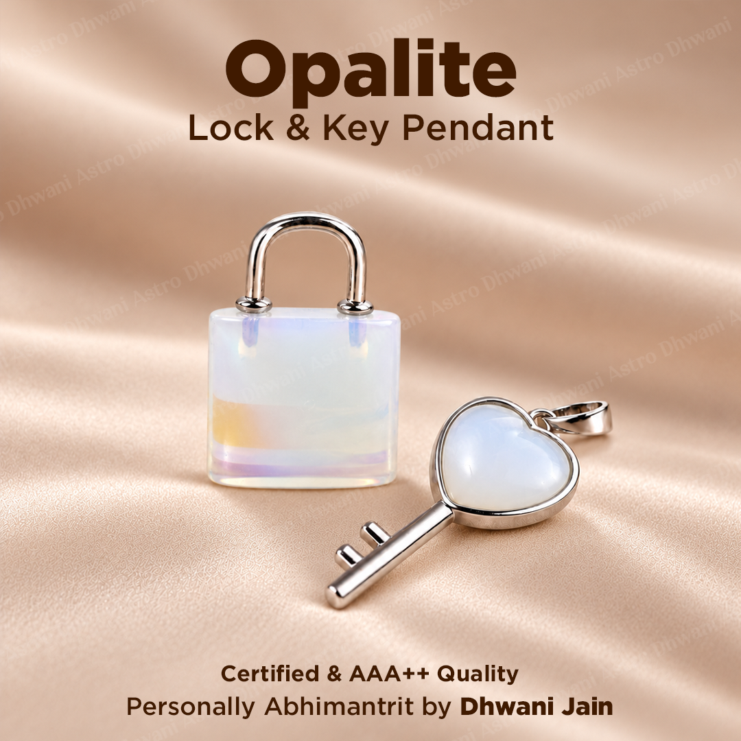 Opalite Lock And Key Pendant -Abhimantrit & Certified