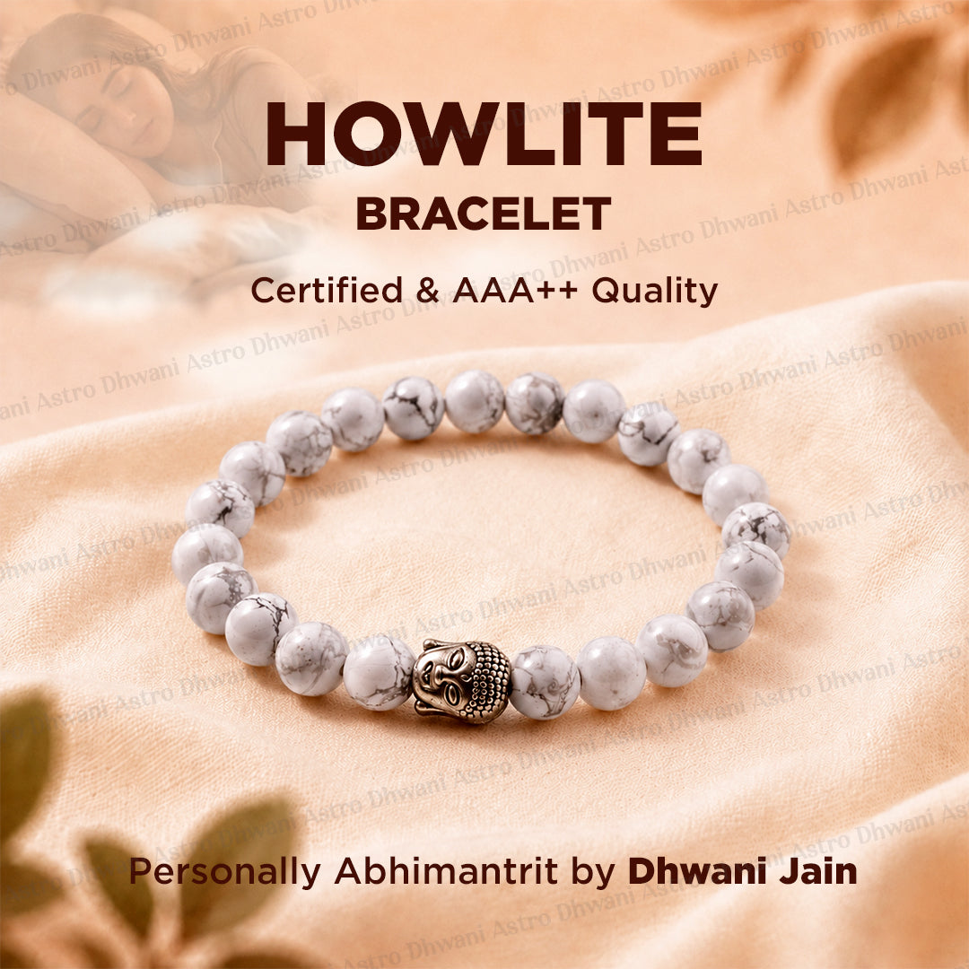 Strengthen Memory, Pain & Stress Relief: Howlite Bracelet - Abhimantrit & Certified
