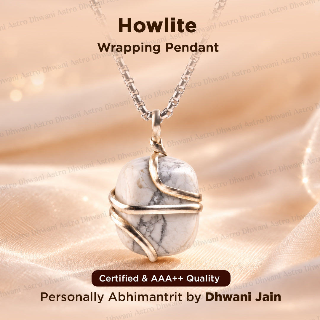 Howlite Wrapping Pendant ( Memory, Pain & Stress) - Abhimantrit & Certified