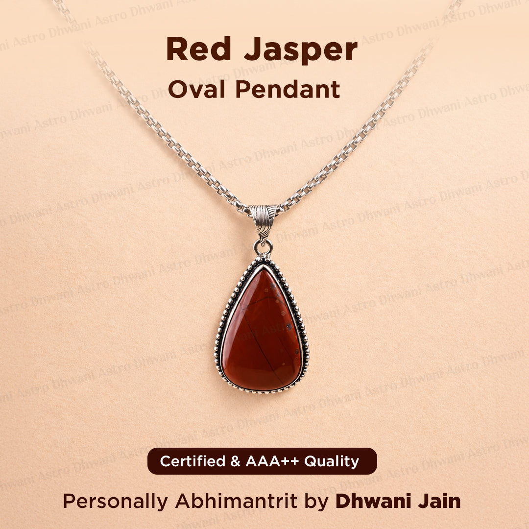 Jasper Oval Stone Pendant - Abhimantrit & Certified