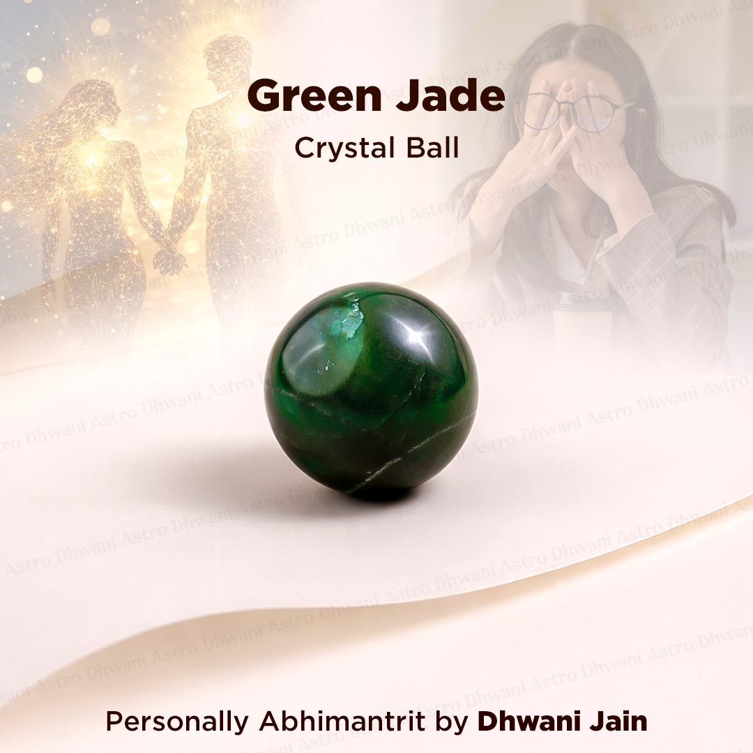 Natural Green Jade Crystal Ball Abhimantrit Certified