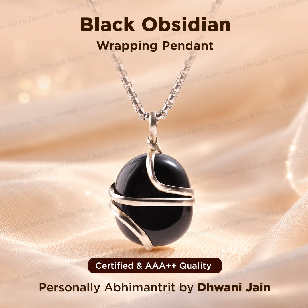 Black Obsidian Wrapping Pendant - Abhimantrit