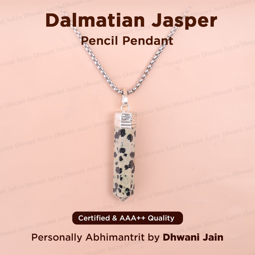Dalmatian Jasper Pencil Pendant - Abhimantrit & Certified