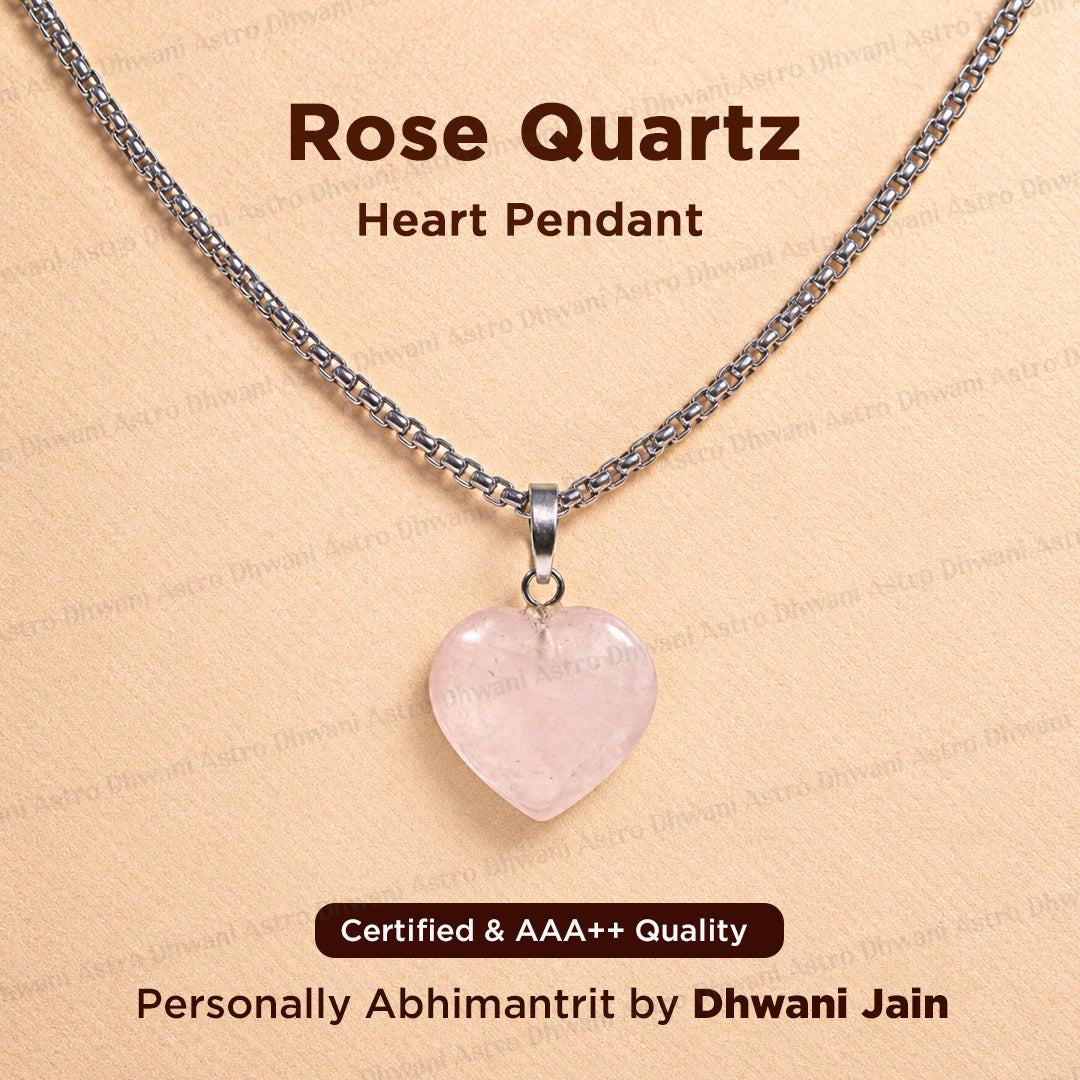 Original Rose Quartz Heart Pendant  - Abhimantrit & Certified