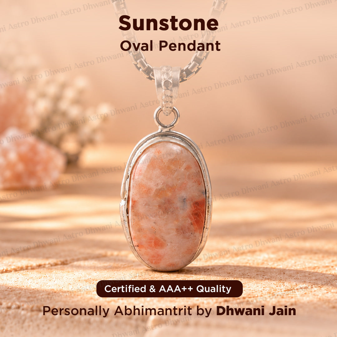 Sunstone Oval Pendant for Boosts Positive Energy & Confidence