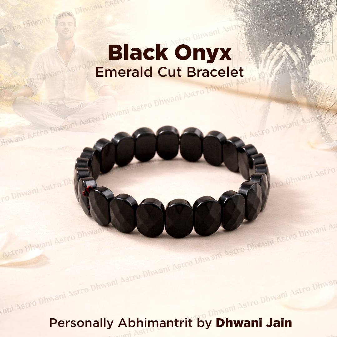 Negative and Evil Protection: Black Onxy Emerald Cut Bracelet - Abhimantrit & Certified