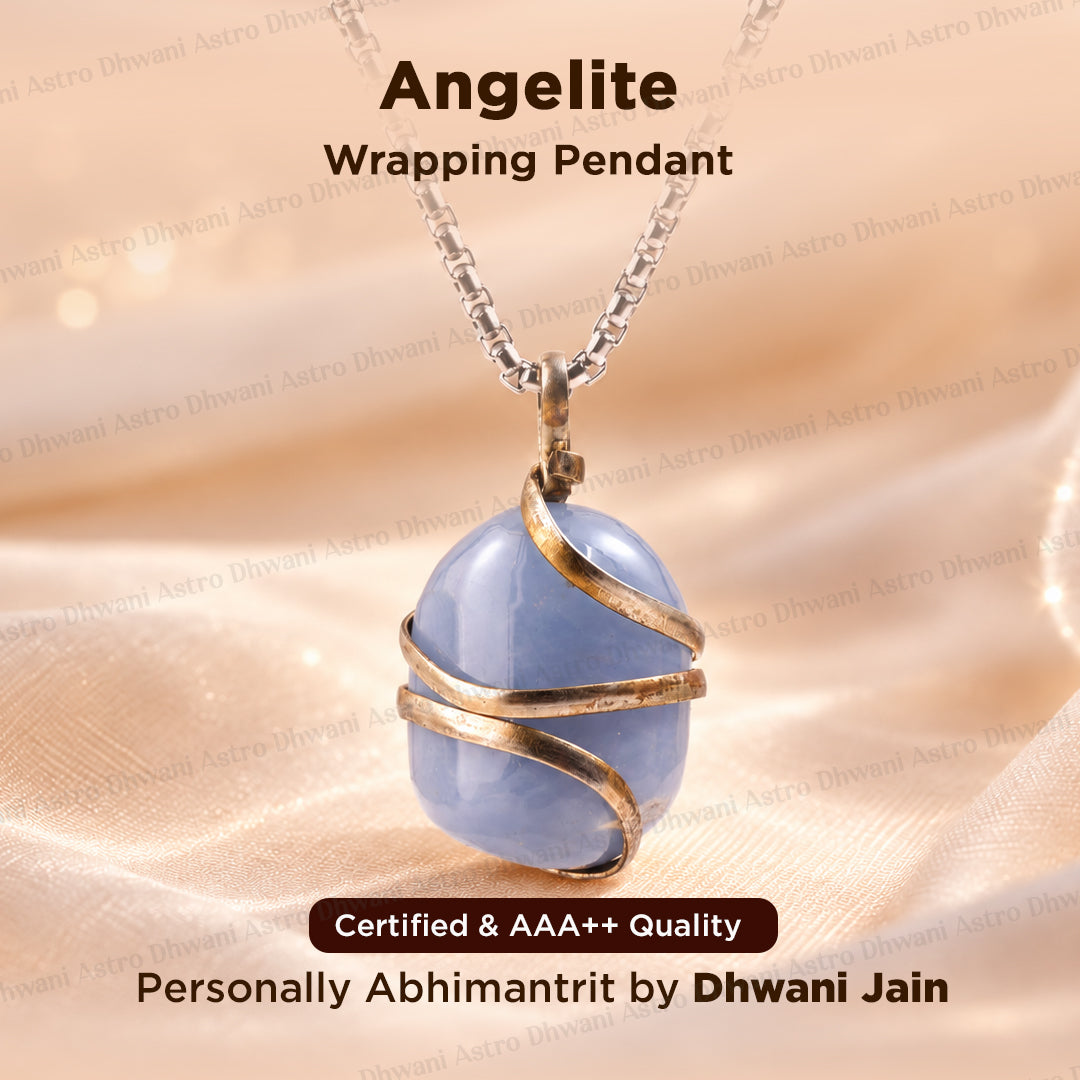 Angelite Wrapping Pendant - Abhimantrit
