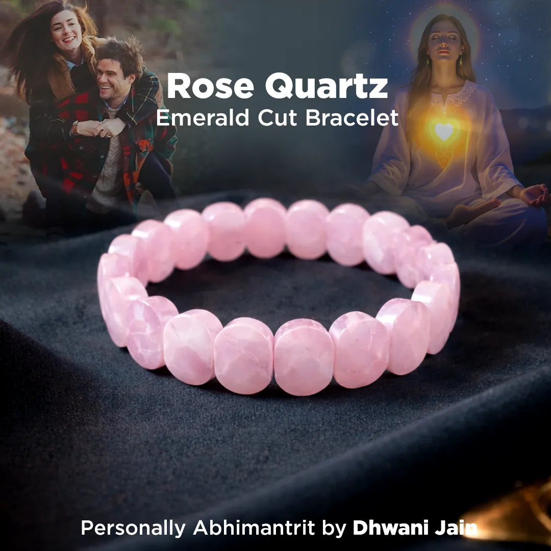 Rose Quartz bracelet with people in the background