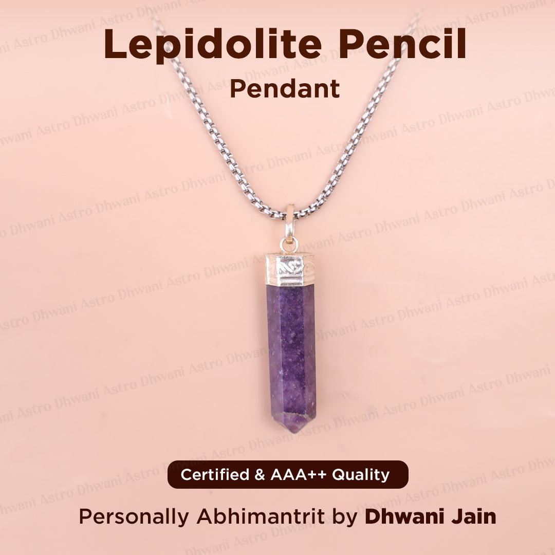 Lepidolite Pencil Pendant - Abhimantrit & Certified