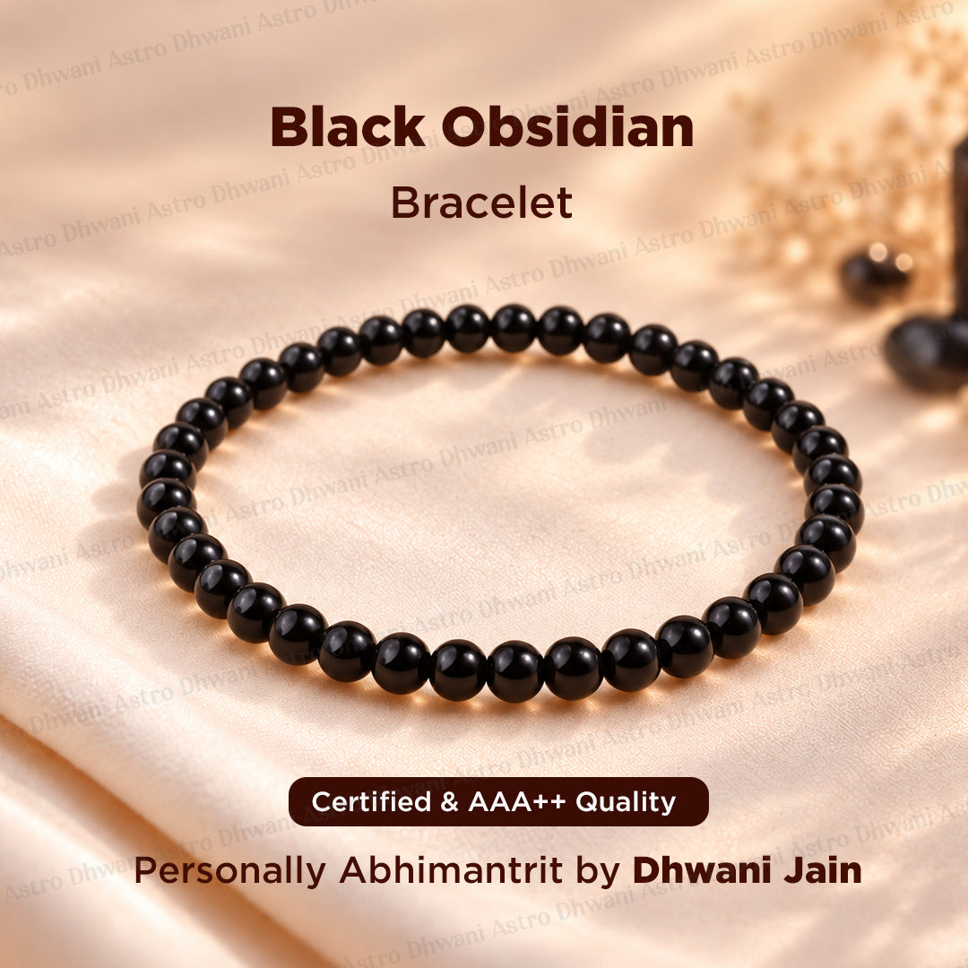 Remove Psychic Smog from Your Aura (Black Obsidian) Bracelet - Abhimantrit & Certified