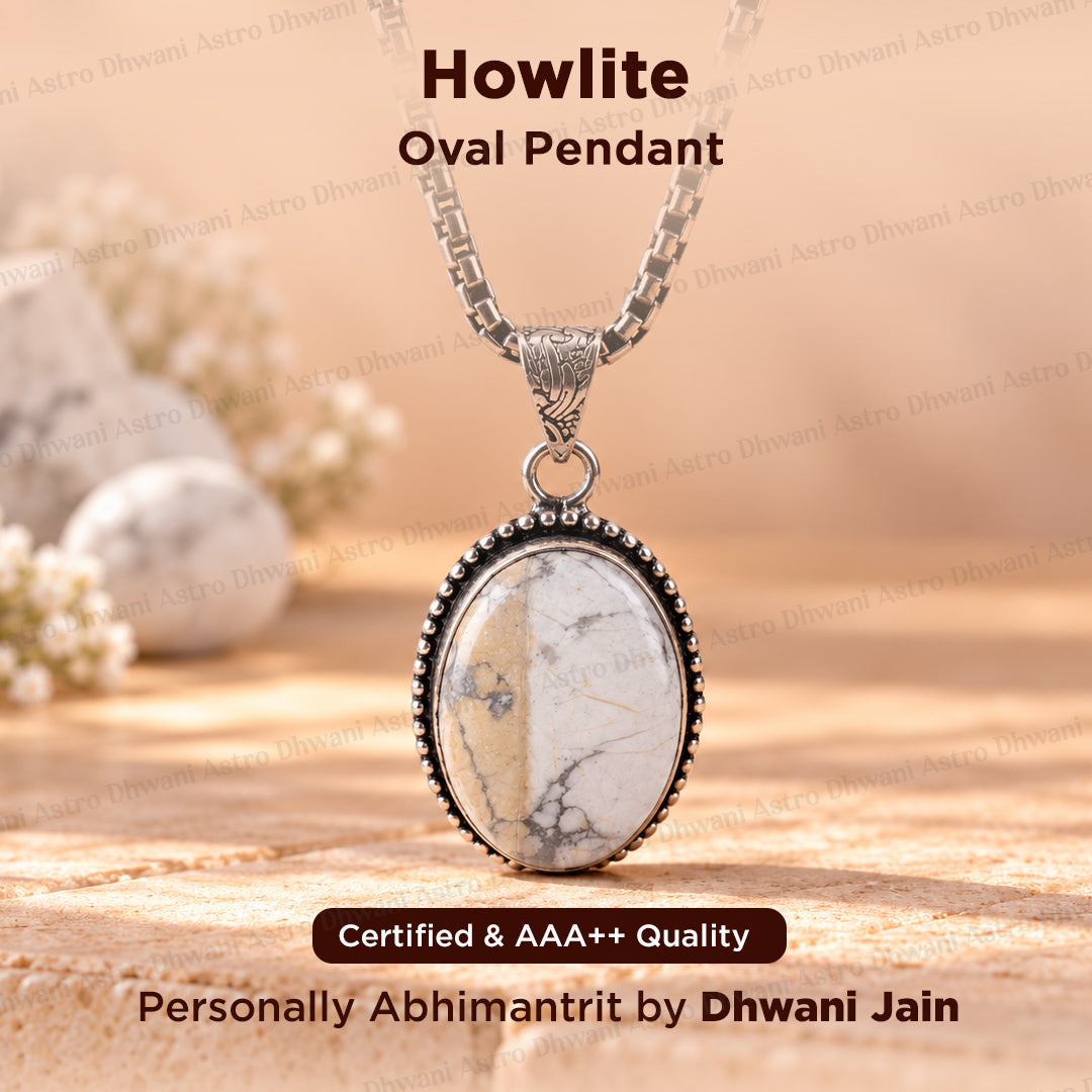 Howlite Oval Stone Pendant - Abhimantrit & Certified