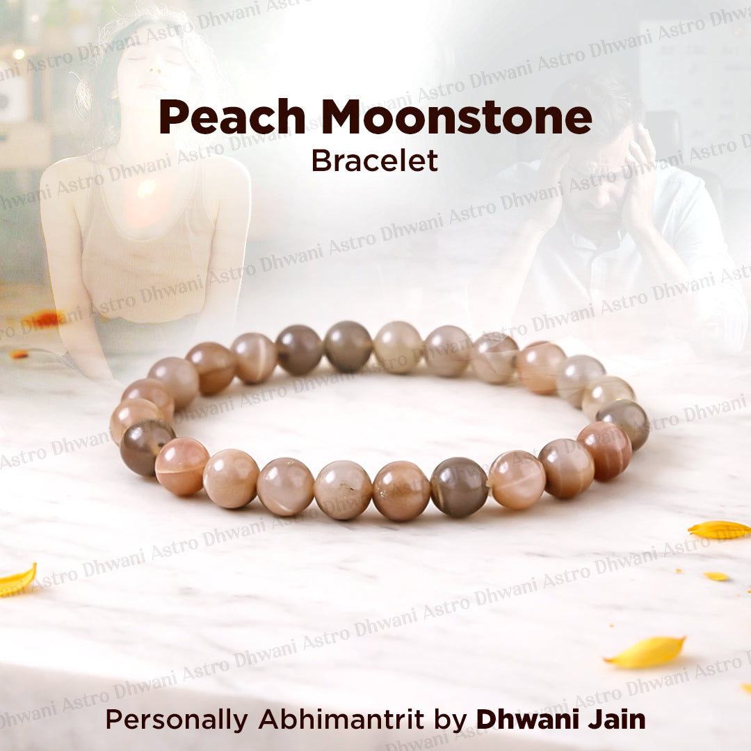 Peach Moonstone Bracelet - Abhimantrit & Certified