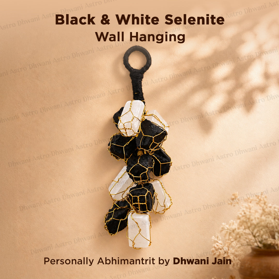 Black & White Selenite Wall Hanging - Abhimantrit