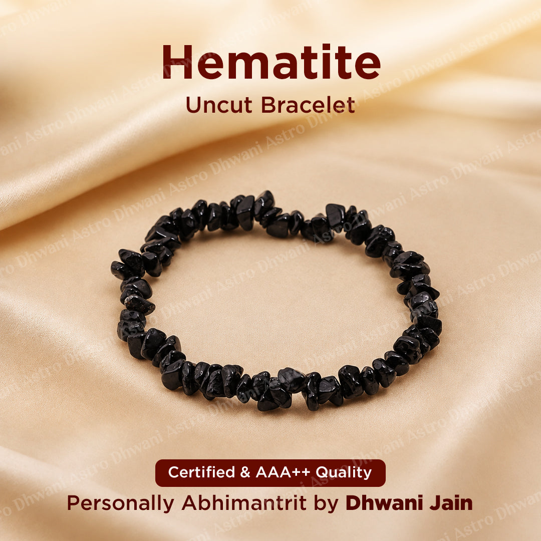 Hematite Uncut Crystal Bracelet - Abhimantrit & Certified