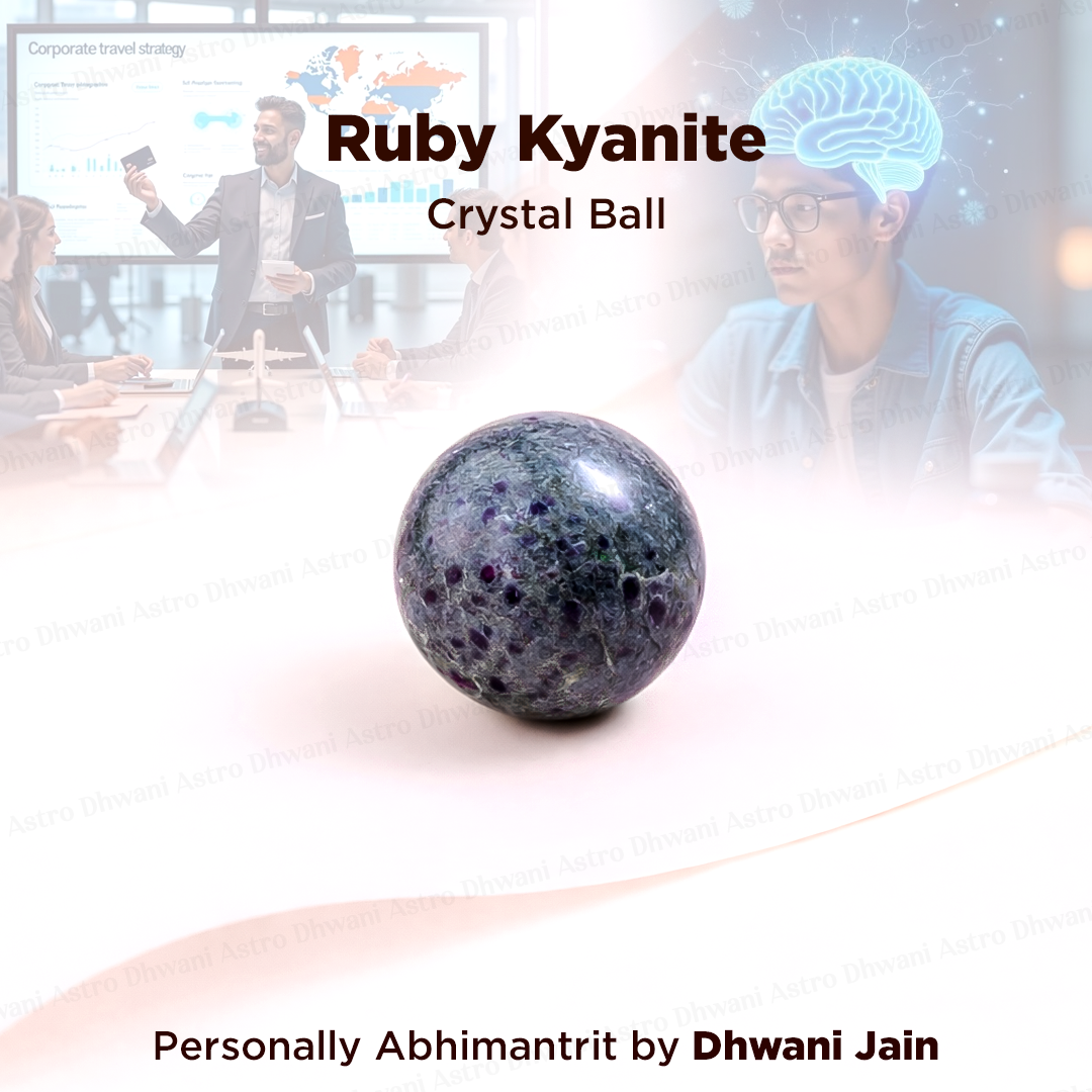 Natural Ruby Kyanite Crystal Ball Abhimantrit Certified
