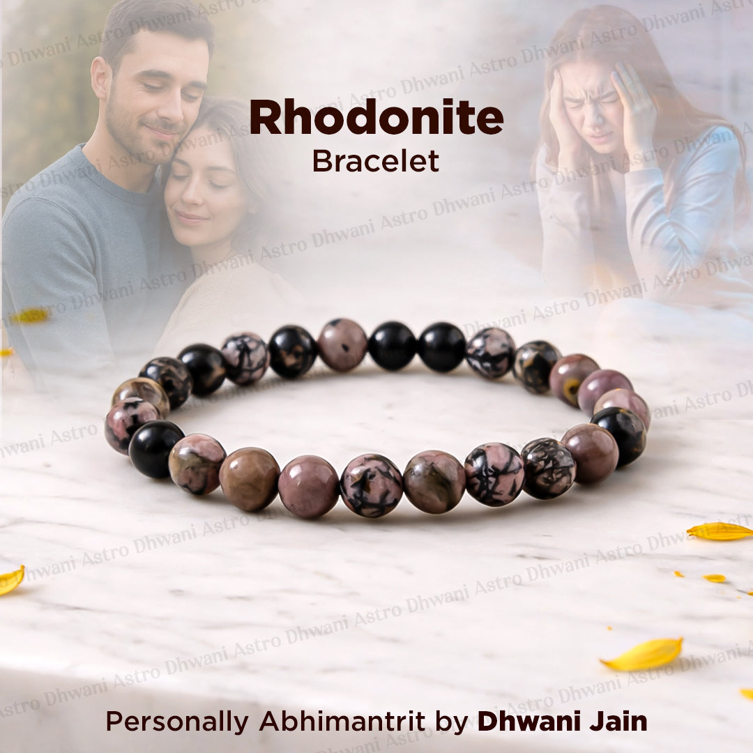 Rhodonite Stone Bracelet - Abhimantrit & Certified