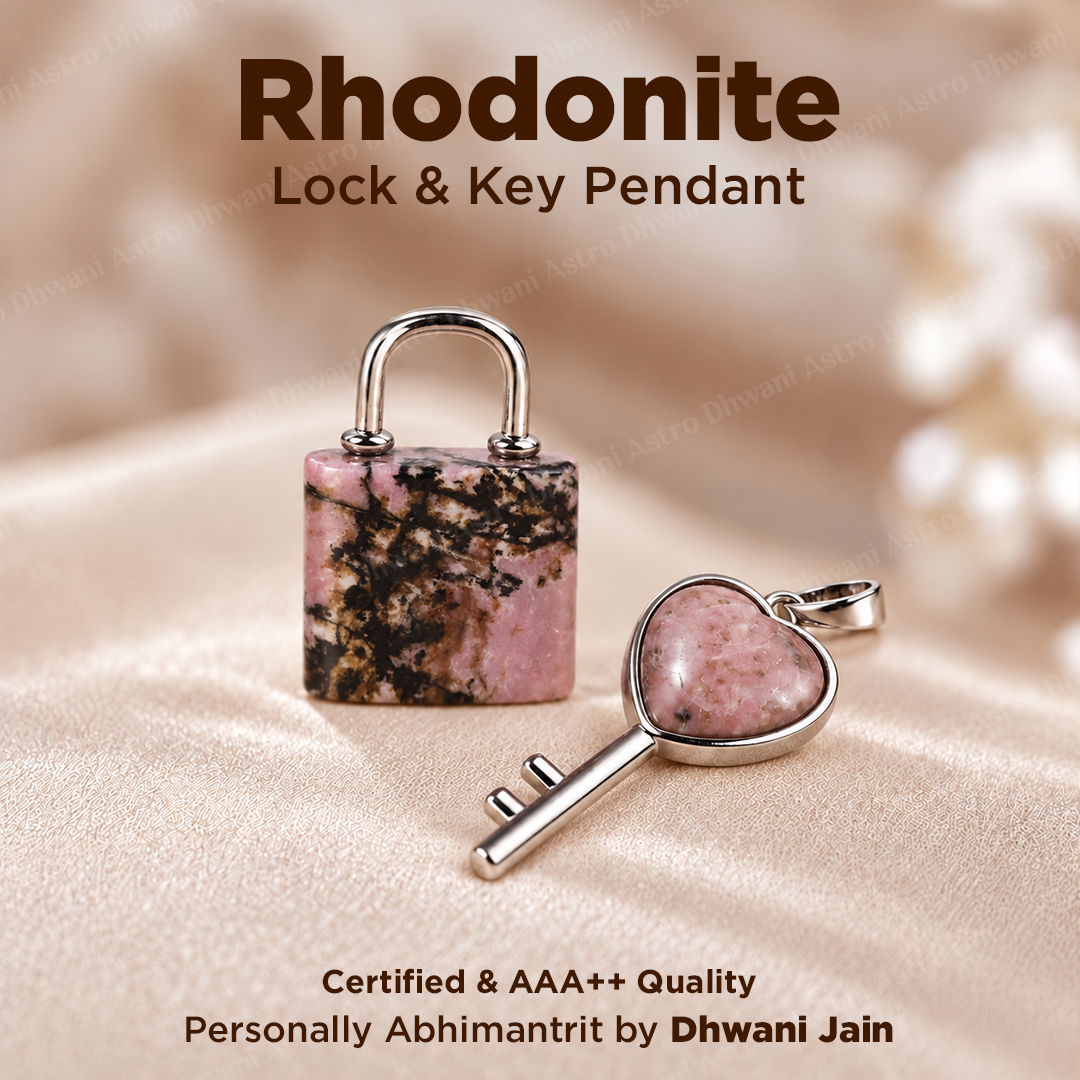 Rhodonite Lock And Key Pendant -Abhimantrit & Certified